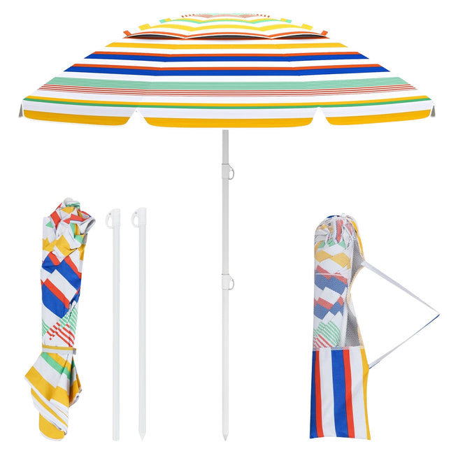Umbrelă de plajă 179 cm cu ancora de nisip și geantă de transport
