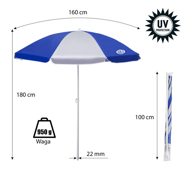 Umbrela de plaja 180 cm, protectie UV