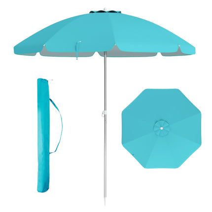 Umbrelă de plajă 198 cm, înclinare cu buton, geantă ancoră nisip