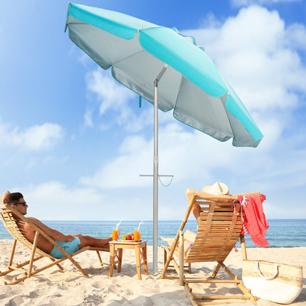 Umbrelă de plajă 198 cm, înclinare cu buton, geantă ancoră nisip