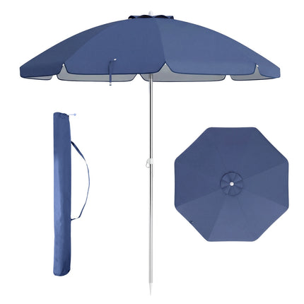 Umbrelă de plajă 198 cm, înclinabilă, ancoră pentru nisip, geantă de transport
