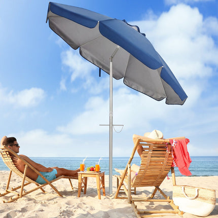 Umbrelă de plajă 198 cm, înclinabilă, ancoră pentru nisip, geantă de transport