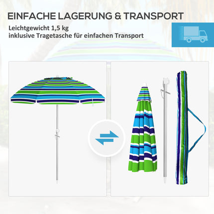 Umbrelă de plajă, protecție UV 40+, înălțime reglabilă
