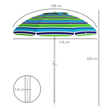Umbrelă de plajă, protecție UV 40+, înălțime reglabilă