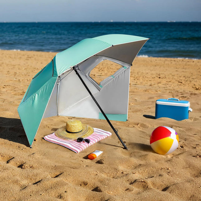 Umbrela de Plaja Parbriz 2-in-1 XXL 240 cm Verde