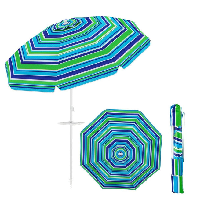Umbrelă de plajă cu suport pentru pahare, 200 cm, funcție de înclinare