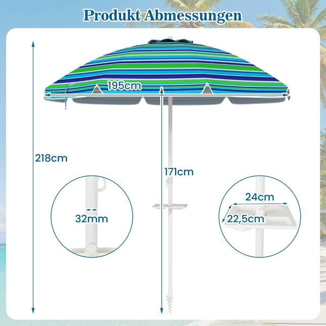 Umbrelă de plajă cu suport pentru pahare, 200 cm, funcție de înclinare
