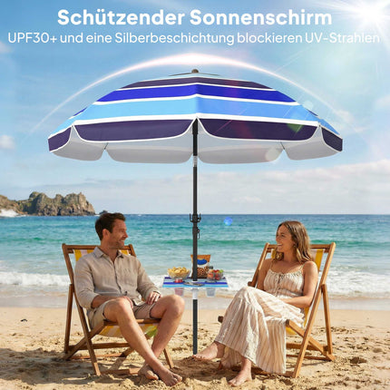 Umbrelă de plajă cu masă, UV30+, înclinare reglabilă