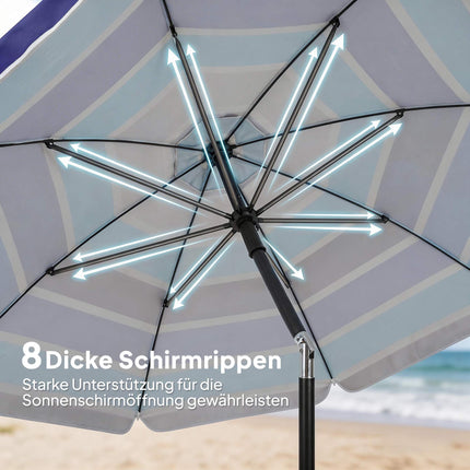 Umbrelă de plajă cu masă, UV30+, înclinare reglabilă