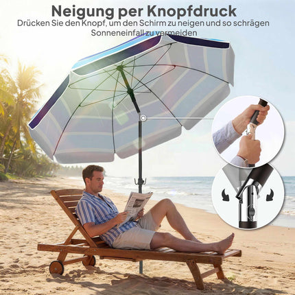 Umbrelă de plajă cu masă, UV30+, înclinare reglabilă