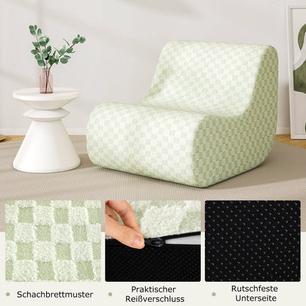 Scaun Bean Bag cu otoman, spumă de înaltă densitate, verde