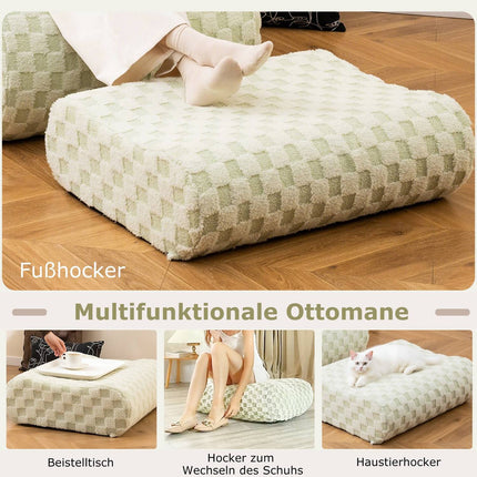 Scaun Bean Bag cu otoman, spumă de înaltă densitate, verde
