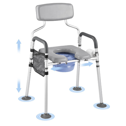 Bedside Commode Chair, 500 lb, 4-in-1, Adjustable
