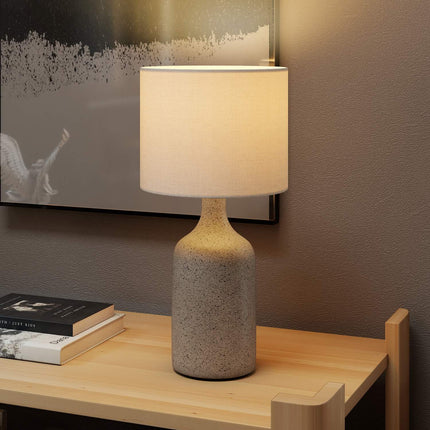 Lampă de noptieră, bază ceramică, abajur din in, 22x45 cm