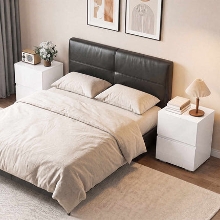 Bedside Tables Set of 2 with 2 Drawers, High-Gloss Fronts, White