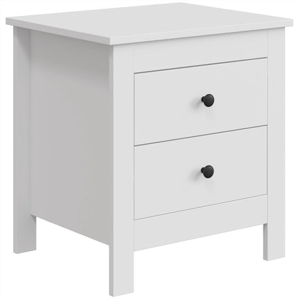 Bedside Table with 2 Drawers and Anti-Slip Pads, White, 48 x 39.5 x 51 cm