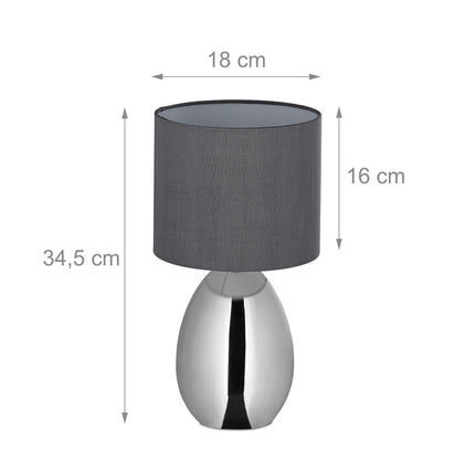 Lampă de noptieră cu funcție tactilă argintie