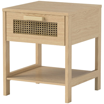 Noptiera noptiera naturala noptiera cu sertar raft deschis ratan design natural 40 x 40 x 48,4 cm Aosom