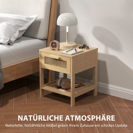 Noptiera noptiera naturala noptiera cu sertar raft deschis ratan design natural 40 x 40 x 48,4 cm Aosom