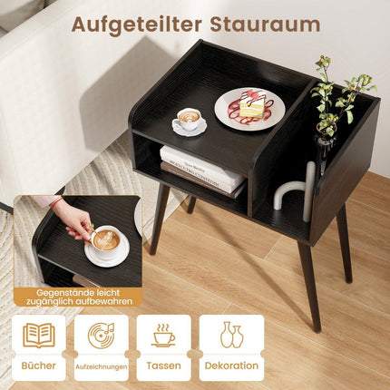 Bedside table side table with open compartment sofa table with metal support legs 50 x 32 x 58 cm black 1 piece