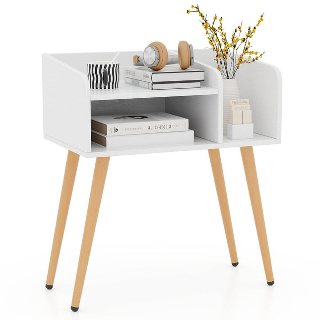 Noptiera noptiera cu compartiment deschis masa canapea cu picioare suport metalice 50 x 32 x 58 cm alb 1 bucata