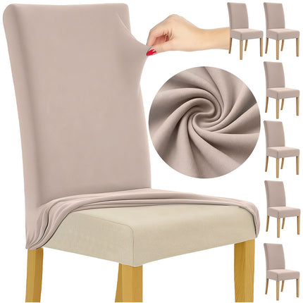 Beige Chair Covers, Set of 6, Stretchable Fabric