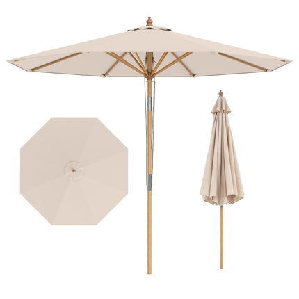 Umbrelă de terasă bej, 270 cm, cadru din bambus, înclinare reglabilă