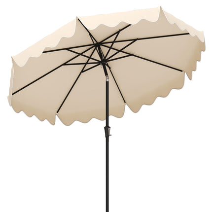 Umbrelă de terasă bej cu manivelă, înclinare și ventilație, 280 cm