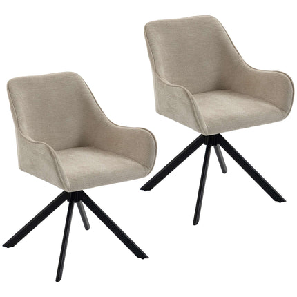 Set de 2 scaune de masă pivotante bej cu cotiere