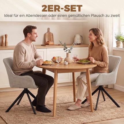 Set de 2 scaune de masă pivotante bej cu cotiere