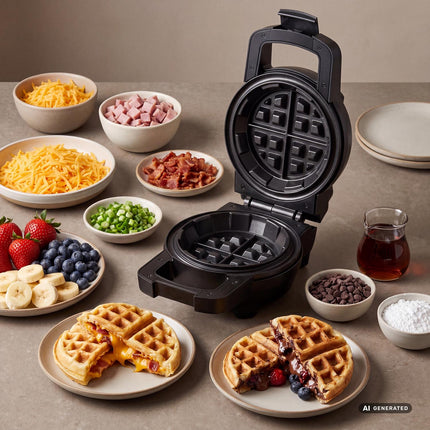 Aparat de gofre cu umplere belgiană, 700 W, cu funcție de răsturnare, 16 cm