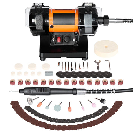 Bench Buffer Polisher – Variable Speed, 100-Piece Kit