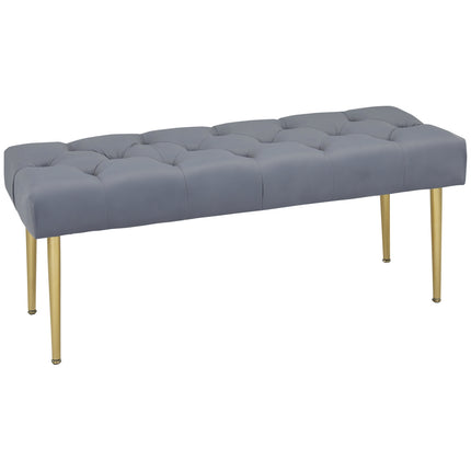 Velvet covered bench - Steel frame, capacity 200 kg, light grey