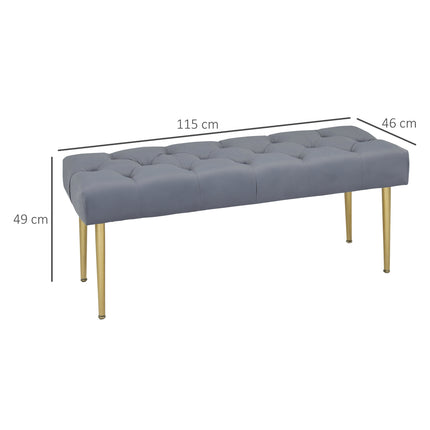 Velvet covered bench - Steel frame, capacity 200 kg, light grey