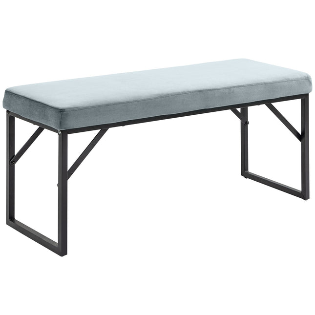 Bancă, Bancă Tapițată, Bancă De Pat În Aspect Catifea, Bancă De Machiaj, Bancă De hol Pentru Sufragerie, Dormitor, Capacitate De Încărcare Până la 200 Kg, Oțel, Albastru