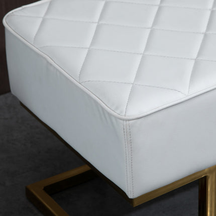 Bancă pentru dormitor și sufragerie din imitație de piele metal alb aur 120x43x42 cm, bancă de pat elegantă
