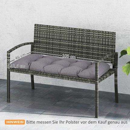 Outdoor bench cushion 105 x 46 cm, Water resistant, Grey