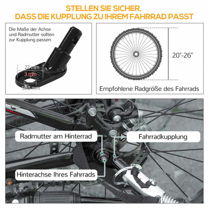 Remorcă pentru bicicletă, cadru din oțel, capacitate 40 kg, neagră