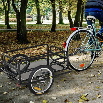 Remorcă pentru bicicletă, cadru din oțel, capacitate 40 kg, neagră