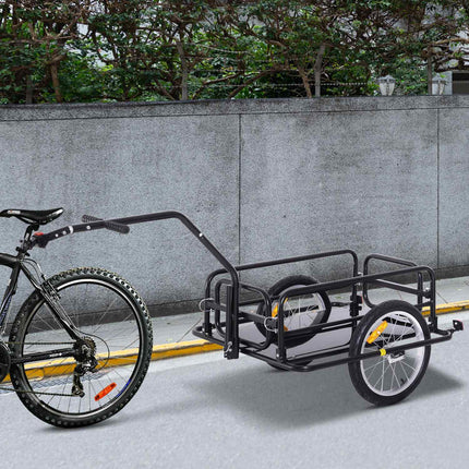 Remorcă de încărcare remorcă de biciclete 40 kg capacitate de încărcare, remorcă de transport cu cuplare pliabilă, neagră, 155X71,5X77Cm