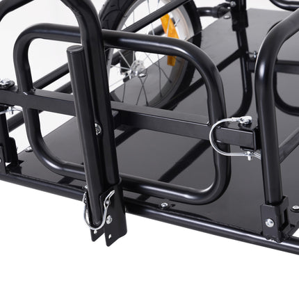 Remorcă de încărcare remorcă de biciclete 40 kg capacitate de încărcare, remorcă de transport cu cuplare pliabilă, neagră, 155X71,5X77Cm