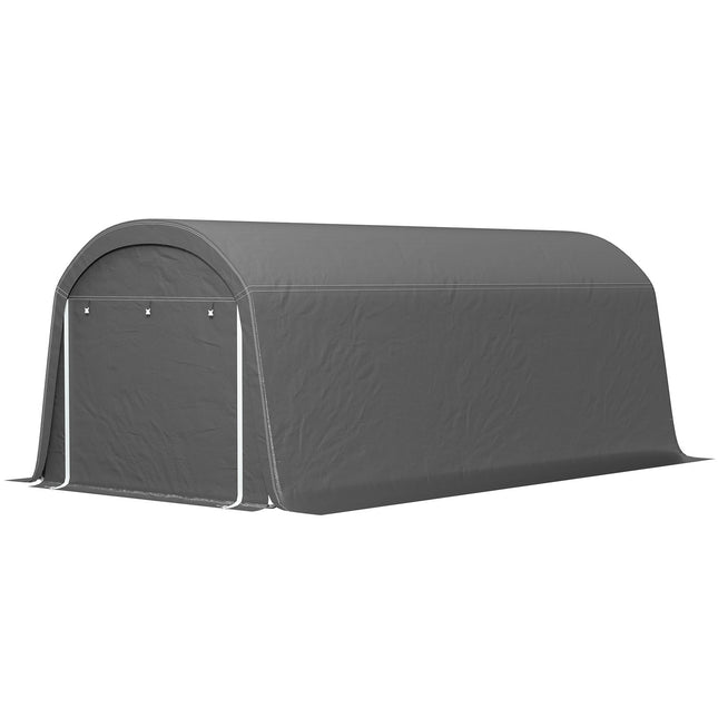 Waterproof outdoor bike storage tent with door, dark grey