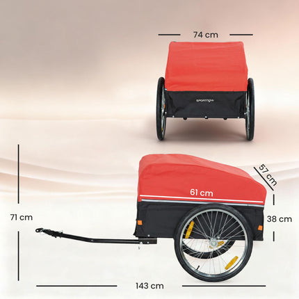 Remorcă pentru bicicletă cu cutie de marfă de 170 l, compatibilă cu roți de 22"-28"