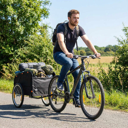 Remorcă pentru bicicletă cu cutie de marfă de 170 l, compatibilă cu roți de 22"-28"
