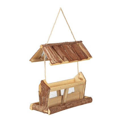 Bird feeder with bark