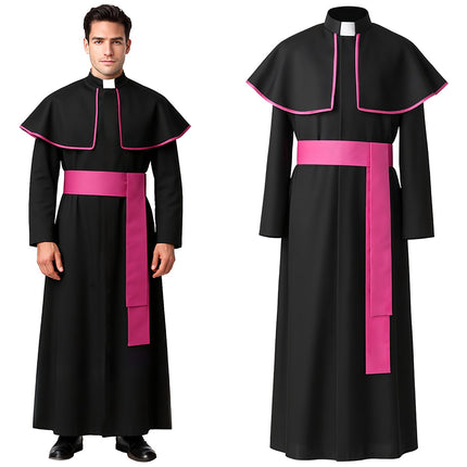 Costum de episcop XL/XXL, sutană și pelerină pentru adult
