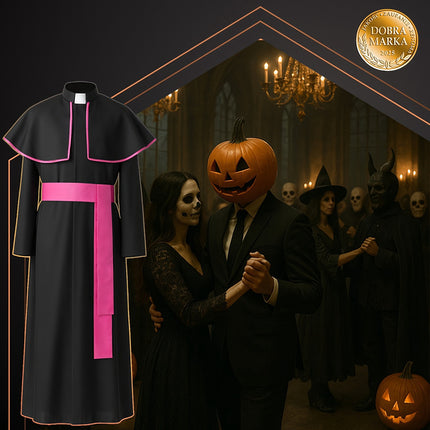 Costum de episcop XL/XXL, sutană și pelerină pentru adult