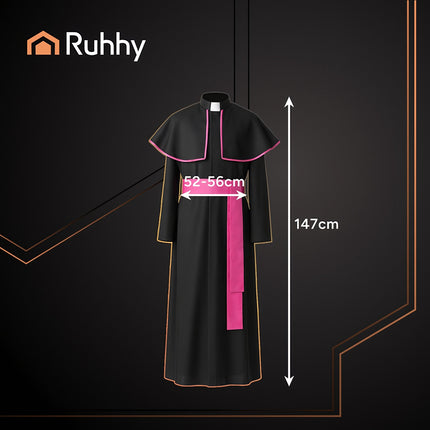 Costum de episcop XL/XXL, sutană și pelerină pentru adult