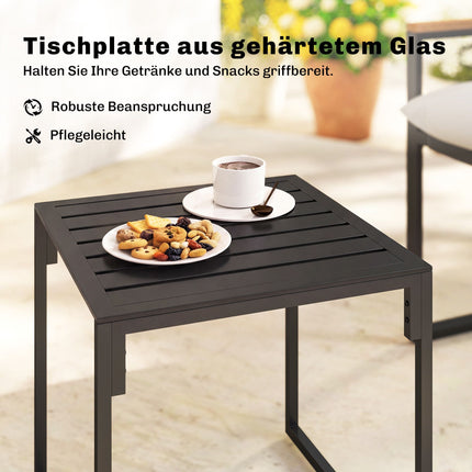Set bistro cu scaune și masă cu perne, negru/gri
