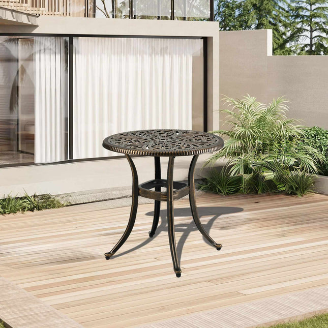 Masă bistro cu orificiu pentru parasolar – aluminiu turnat